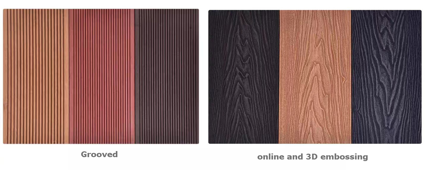 Grijze antislip massieve WPC-terrasplanken