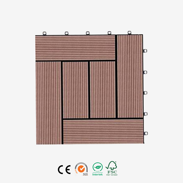 6 panelen hout kunststof composiet in elkaar grijpende DIY WPC-tegels buitenvloertegels