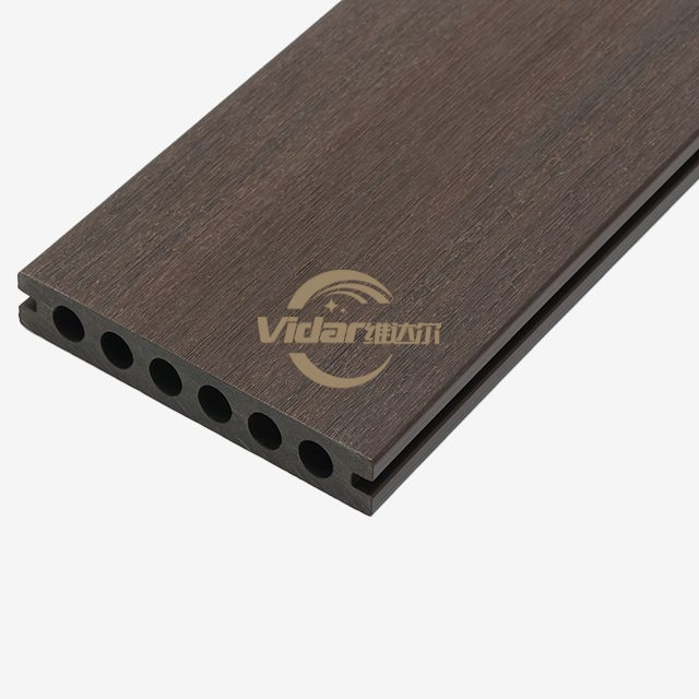 Co-extrusie 140 * 23 mm hout kunststof composiet Co extrusie WPC terrasplanken voor buiten 